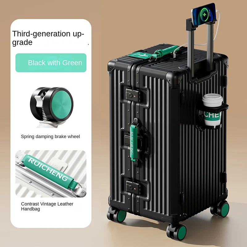 28/30/32 inch Travel Suitcases Large Capacity New Strong and Durable Thickened PC Aluminium Frame Trolley Suitcase 20'' Carrier