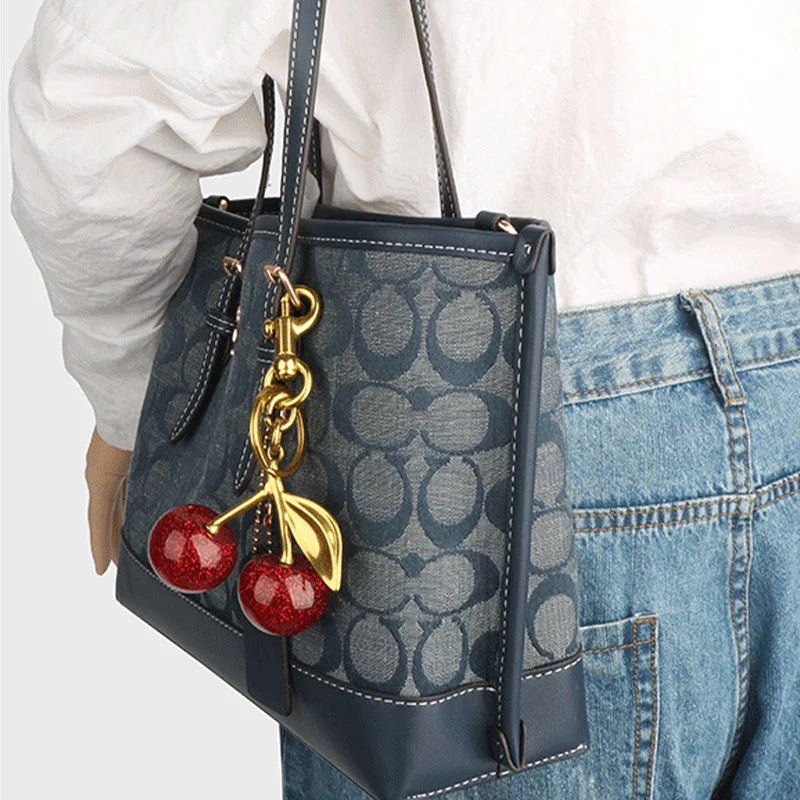 Cherry Charm Handbag Pendant Keychain for Women's Exquisite Internet-famous Crystal Cherry Bag Accessories High-Grade Pendant - Kimlud