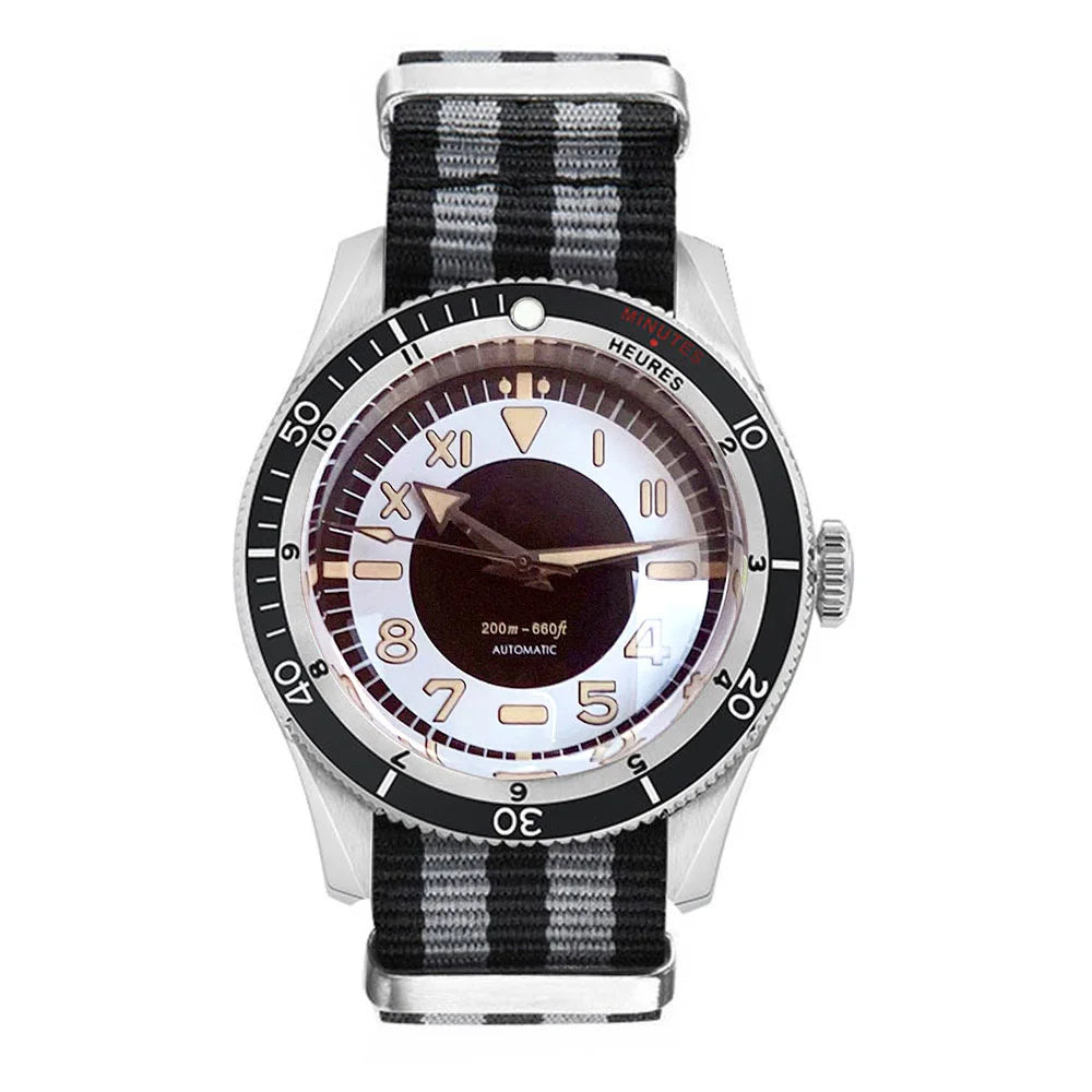 Tandorio Vintage 20ATM Dive Swim Watches Domed Sapphire Black White NH35 PT5000 40mm Automatic Mechanical Men Watch Luminous New