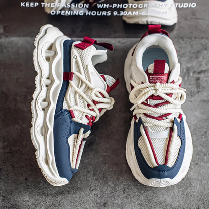 Men's sports shoes four seasons new thick-sole non-slip outdoor casual running shoes student light breathable soft-sole sneakers - Kimlud