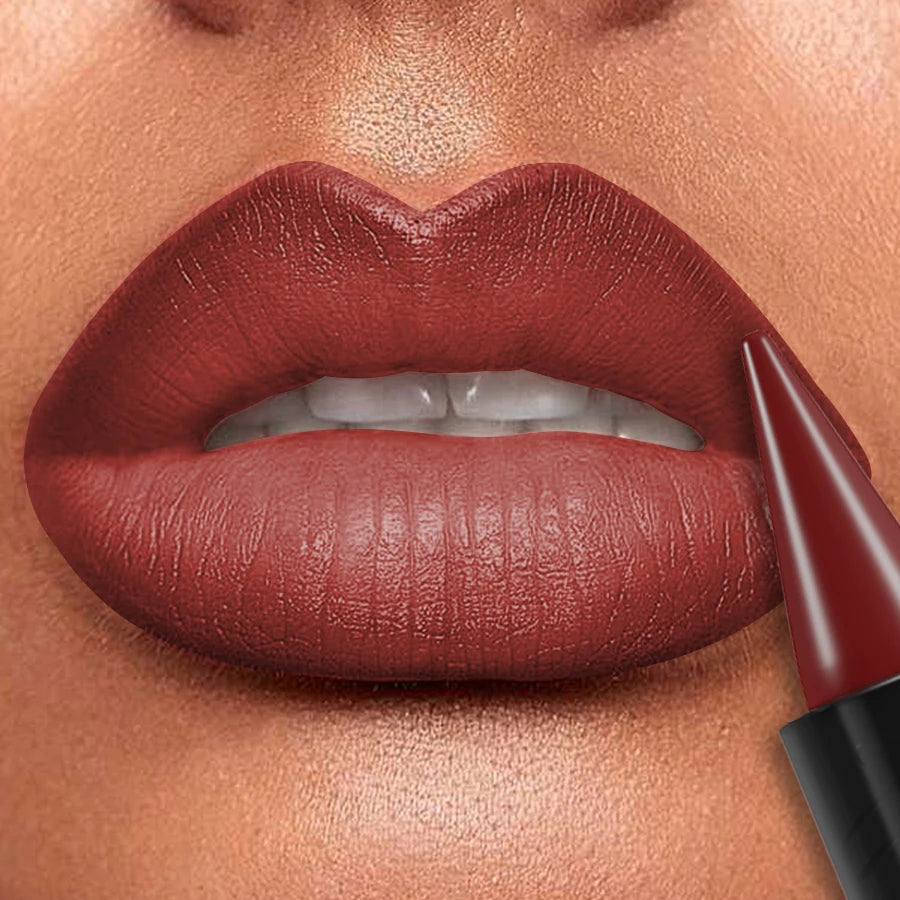 15-colors sexy red lipstick pen waterproof  matte contour tint lipstick long lasting lip glaze brown lipliner pencil lip makeup