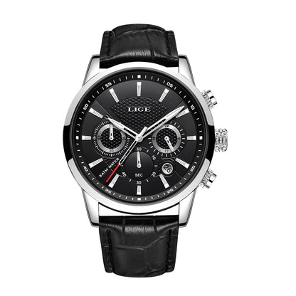 2025 LIGE Top Brand Luxury Casual Leather Quartz Men Watch Man Business Clock Male Sport Waterproof Date Chronograph Men Watches