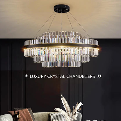 Modern Luxury Crystal Chandeliers Living Dining Room Bedroom Home Decor Pendant Lamp Duplex Villa Lustre Hanging Light Fixture - Kimlud