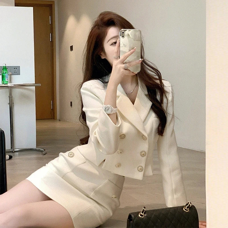 2023 Ins Hot Women's Outfits Autumn Winter New Knitted Slim Fit Top and Hip Wrap Skirt Two-piece Sets Y2k Ensemble Femme