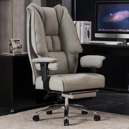 Big and Tall Office Chair 400lbs Wide Seat, Leather High Back Executive Office Chair with Foot Rest