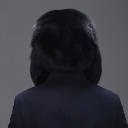 Men Real Fox Fur Beanies Hat Mongolian Hat Unique Process Fox Tail Design Luxury Winter Warm Hats For Fashion Men Bomber Hat