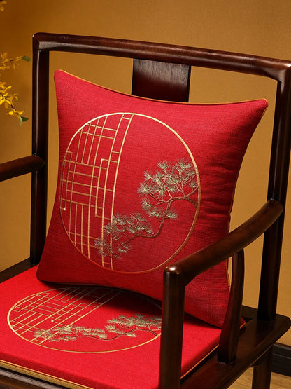 Embroidered Chinese Luxury Cushion Cover 45x45cm Elegant Crane Decorative Linen Pillowcase Living Room Sofa Autumn Pillow Covers
