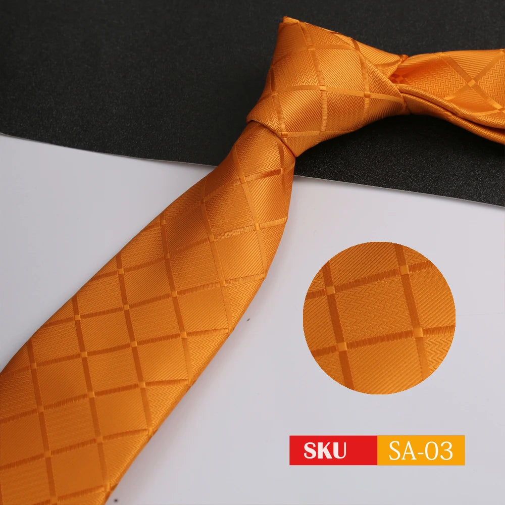 Luxury 8CM Mens Ties Necktie Solid Twill Stripes Plaids Ties For Man Groom Neck Tie For Business Party