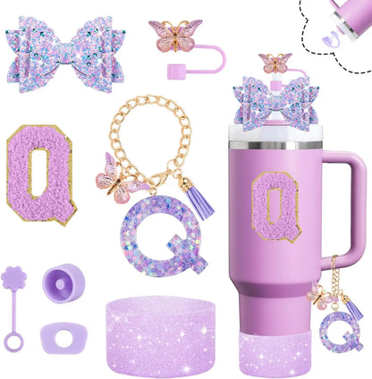 8pcs Cup Accessories Set 30oz 40oz tumbler Straw Topper Cover, Boot, Spill Proof Stoppers, Handle Charms Sticker for Stanley Cup