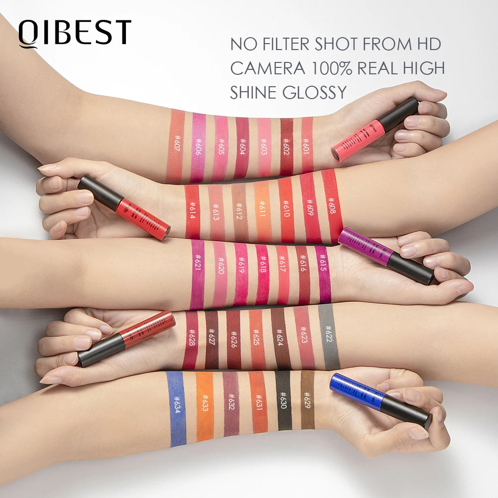 QIBEST Brand 34 Colors Liquid Lipstick Waterproof Matte Nude Lipstick Pigment Red Long Lasting Lip Gloss Women Makeup...