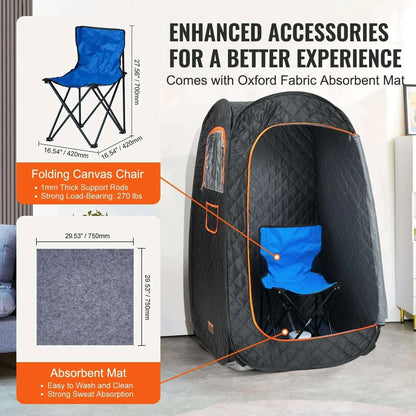 VEVOR Compact Portable Steam Sauna Tent 1200 Watt Home Therapeutic  for Detox Relaxation Time Remote Control Personal  for Home