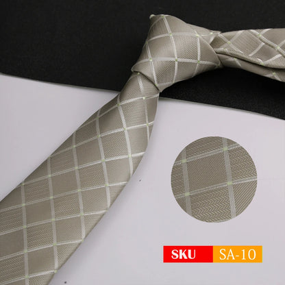Luxury 8CM Mens Ties Necktie Solid Twill Stripes Plaids Ties For Man Groom Neck Tie For Business Party