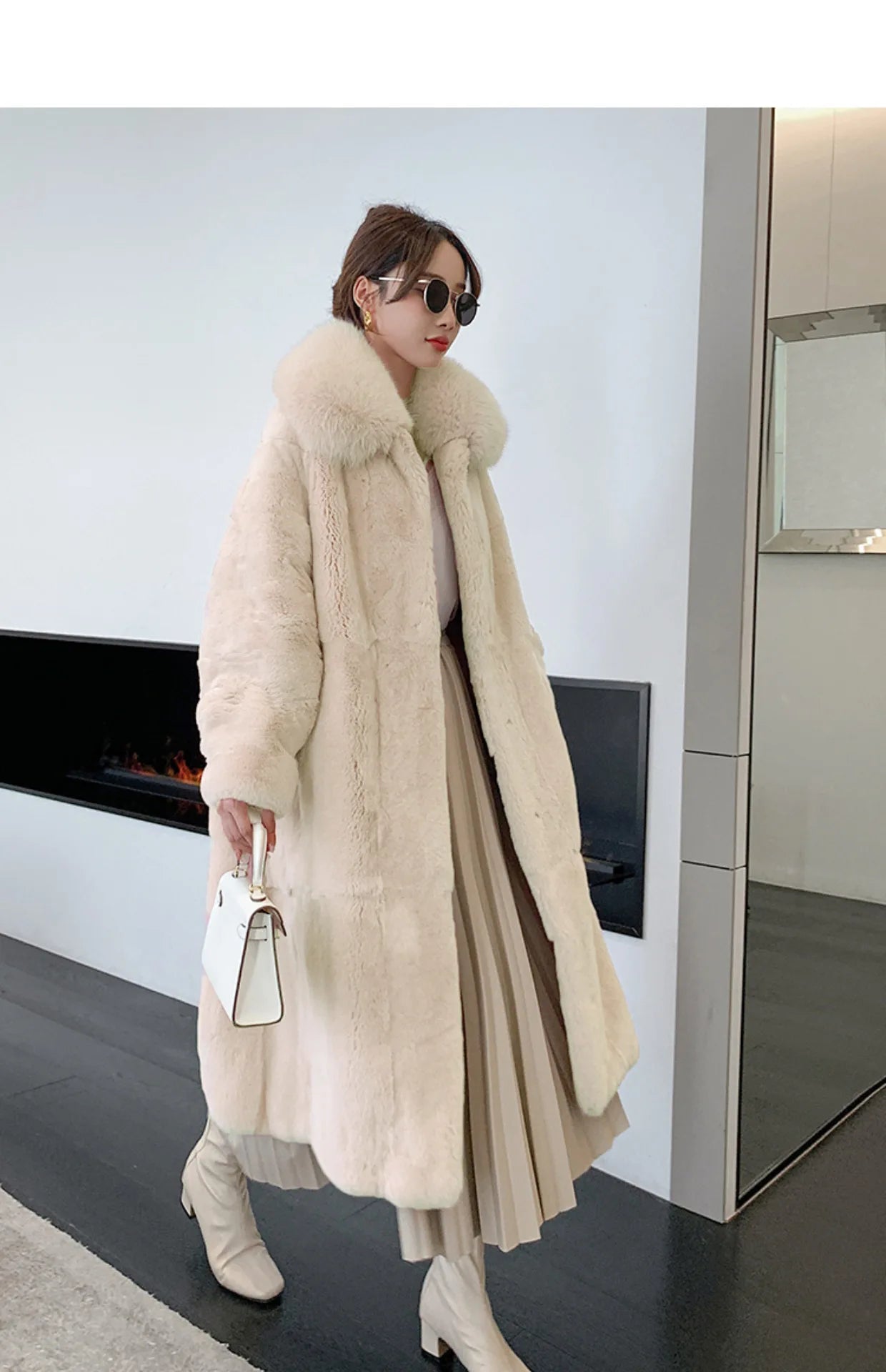 5XL Oversized Autumn Winter Faux Fur Coat Women Loose Long Plush Jackets Thick Warm OverCoat Female  Large Fur Collar Parka 2023