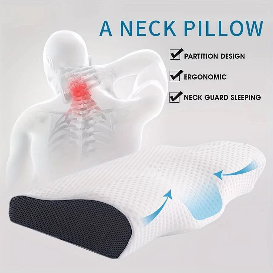 1pc Memory Foam Pillow, Sleeping Pillow For Side, Back And Stomach Sleepers, Neck Contoured Support Pillow Improves Sleep