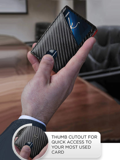 RFID Carbon Fiber Ultra-thin Trifold Wallet Simple Front Pocket Design Wallet Multi-function Portable 8 Card Slots Men's Wallet