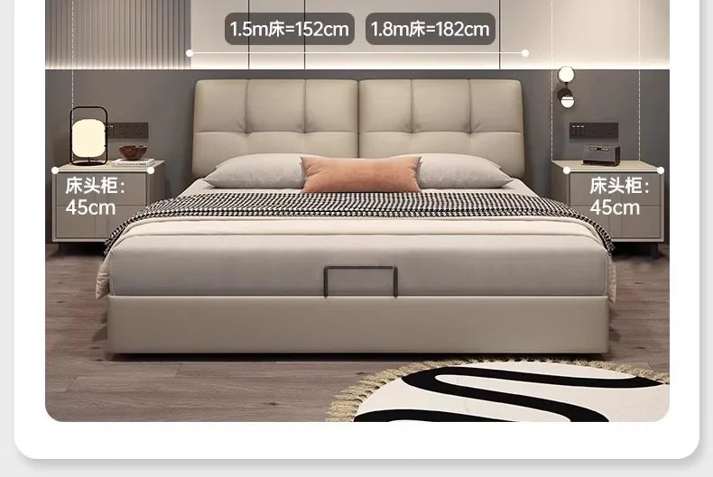 Storage Leather Double Bed Modern Minimalist Frame Luxury Double Bed Cheap Storage Camas Matrimoniales Bedroom Furniture...