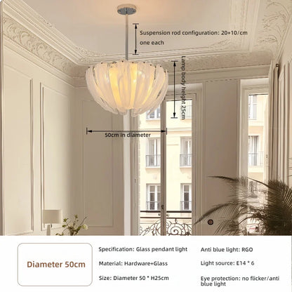 LED Flower Bud Home Living Room White Cloud Glass Pendant Light LED Lamp Ceiling Chandelier Italy Design Lighting Fixture Lustre - Kimlud