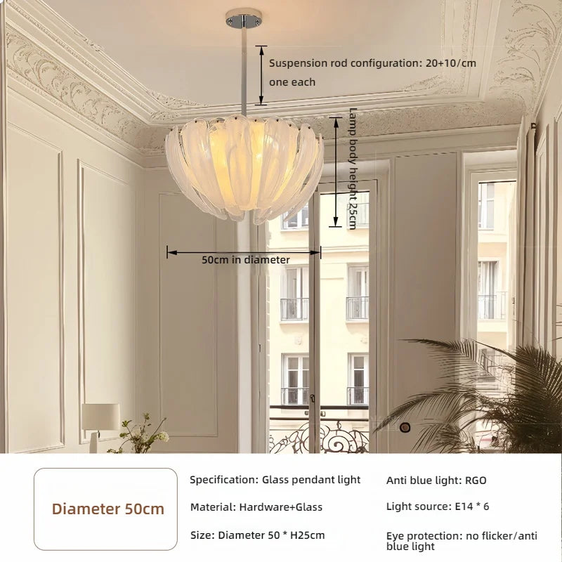 LED Flower Bud Home Living Room White Cloud Glass Pendant Light LED Lamp Ceiling Chandelier Italy Design Lighting Fixture Lustre - Kimlud