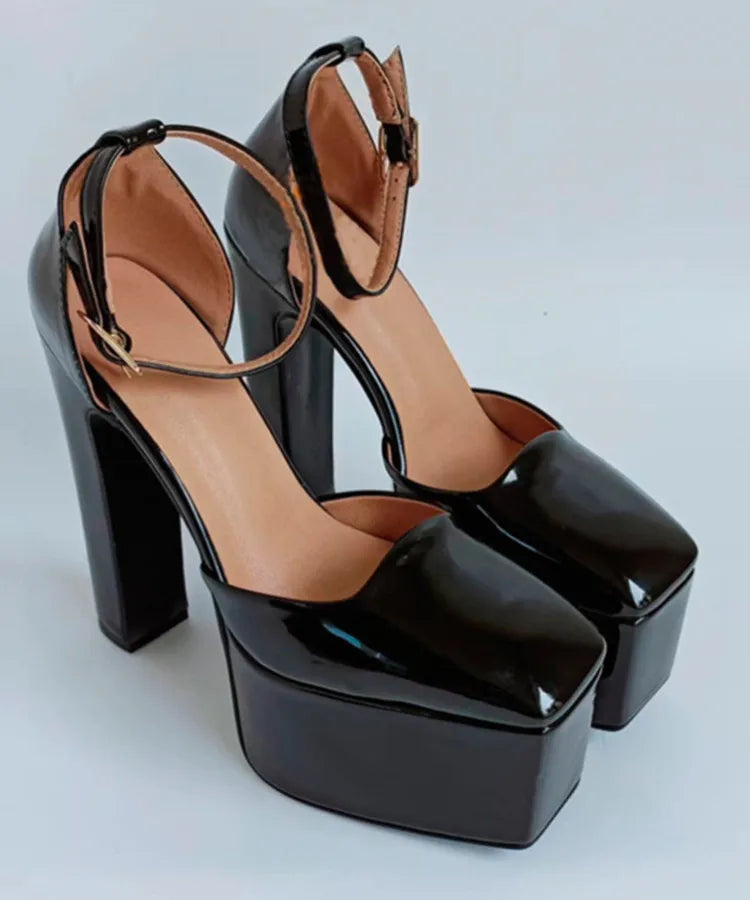 New Brand Women's Shoes Super High Heel Party Fashion Thick Sole Leather Shoes Bridal Shoes Wedding Party Shoes Women Summer