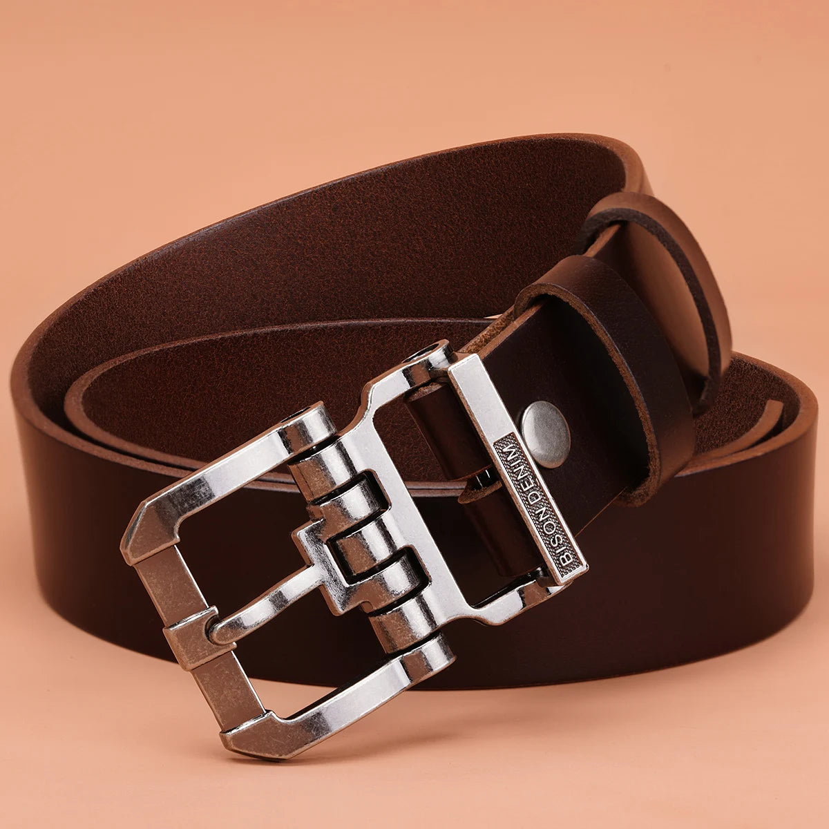 BISON DENIM High Quality Men's Belt Retro Genuine Leather Strap Luxury Designer Pin Buckle Belt for Men Jeans Ideal Gift For Men