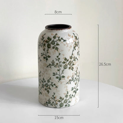 New Chinese ceramic vase dried flower water flower arrangement retro living room entrance decoration ornament small and fresh