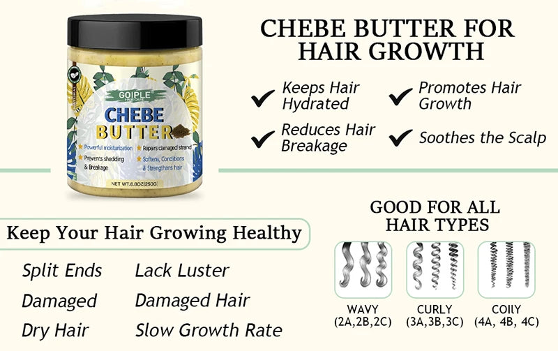 GOIPLE Chebe Butter Deep Nourishes Repair Damaged Anti Hair Loss Breakage Hair Growth Oil Mask For Hair Growth Treatment