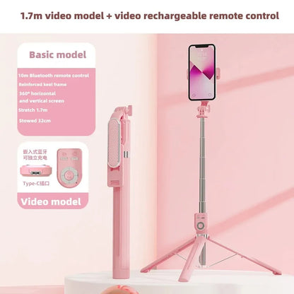 Selfie Stick Tripod 360°/180° Rotating Selfie Stick Phone Holder with Wireless Bluetooth Remote Extendable Tripod Selfie Stick