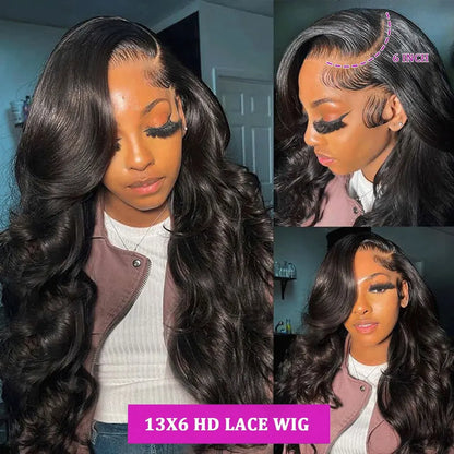 13x6 Lace Front Wigs Human Hair 250 Density Hd Body Wave Lace Frontal Human Hair Wigs For Women Glueless Pre Plucked Black Wig