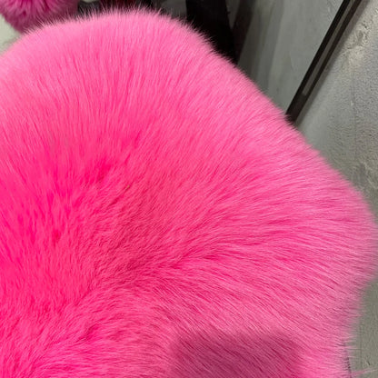 Winter Long Fur Coats Winter Female Natural Fox Fur OutWear Full Pelt Real Fox Fur Jackets with Long Sleeve