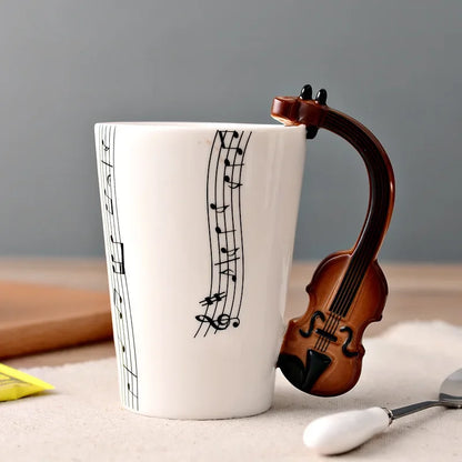 Novelty Music Note Cup Ceramic Guitar Coffee Mugs Personality Tea/Milk/Juice/Lemon Water Bottle Christmas Birthday Gift...