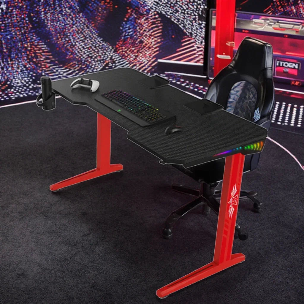A Wholesale modern large gaming computer desk pc in table big corner custom racing gammer gaming table pc desk with led light