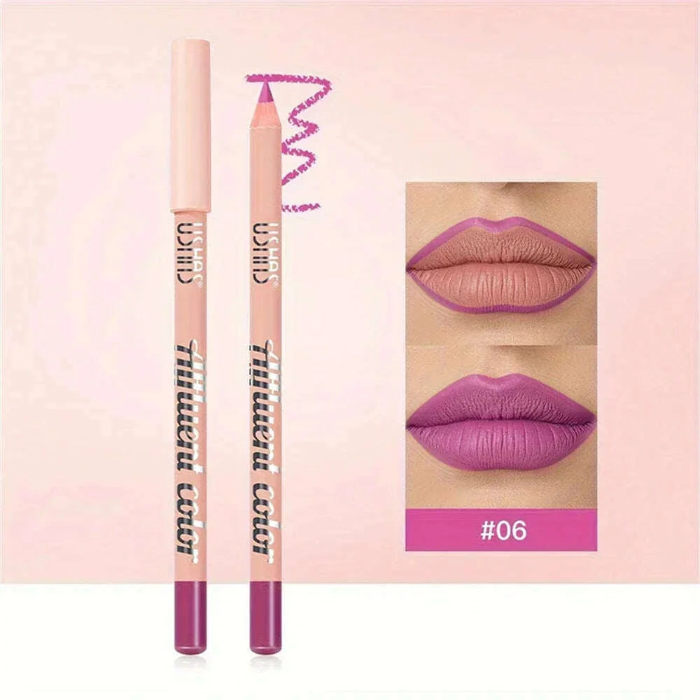 8 Color Nude Purple Matte Lipstick Pencil Long-lasting Waterproof Pink Plumping Stain Lip Liner Pro Lip Contour Makeup Tool