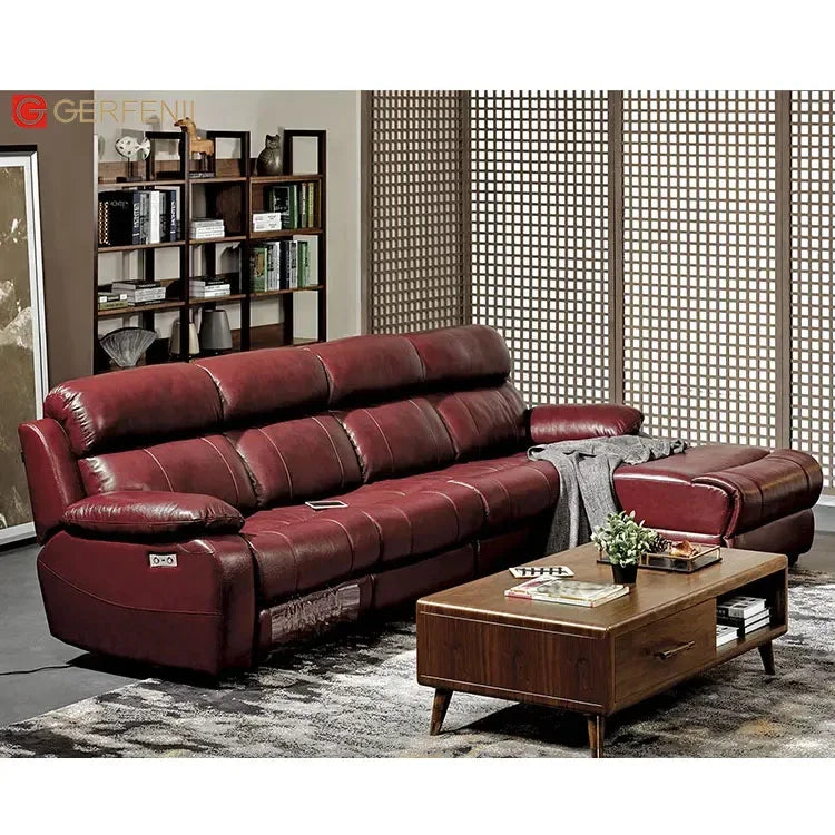 A Modern Luxury Extendable 7 Seater Recliner Sectional Sofa Set Italian L Shaped Recliner Corner Sofa for Living Room |...