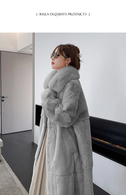 5XL Oversized Autumn Winter Faux Fur Coat Women Loose Long Plush Jackets Thick Warm OverCoat Female  Large Fur Collar Parka 2023