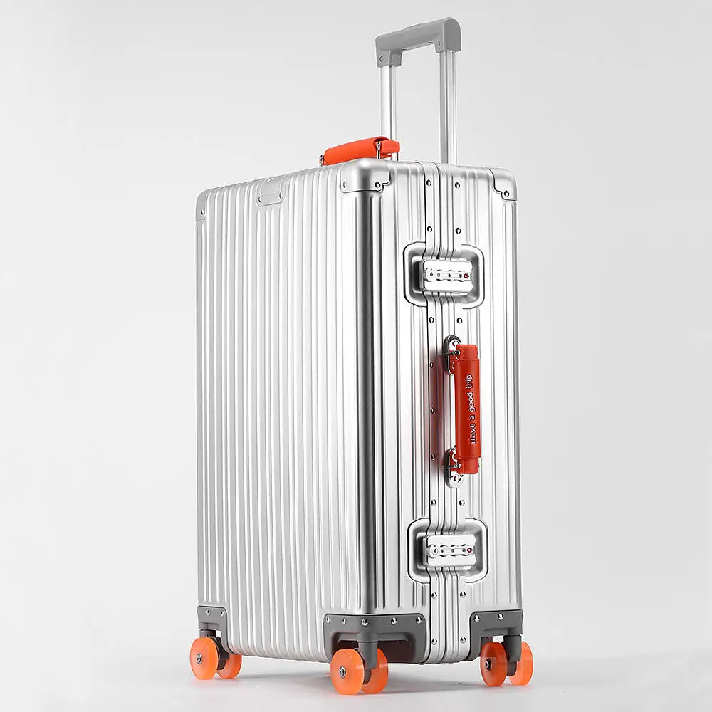 New All Aluminum-magnesium Alloy Suitcase with Spinner Wheel TSA Lock Leather Handle 20/24/29'' Travel Case Bag Rolling Luggage