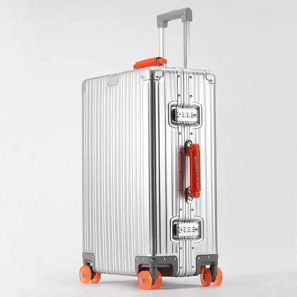 New All Aluminum-magnesium Alloy Suitcase with Spinner Wheel TSA Lock Leather Handle 20/24/29'' Travel Case Bag Rolling Luggage