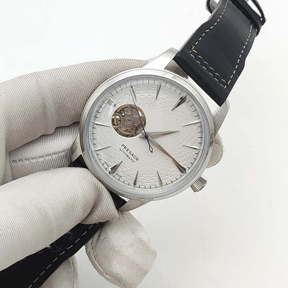 Men's Fashion Mechanical Watch NH38 Skeleton Dial Design Vintage Round Case Transparent Cover Men's Watch