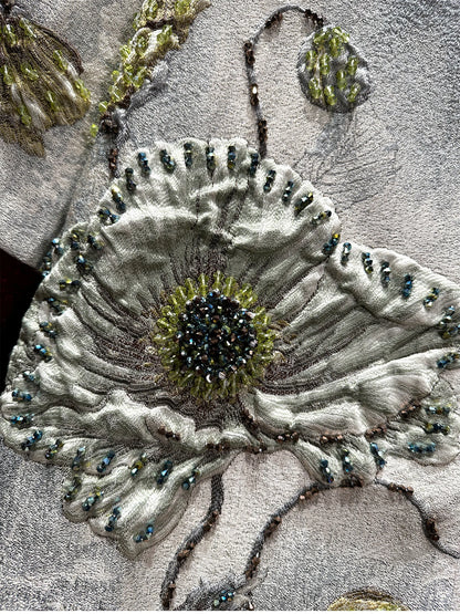 2025 Luxury Girls Vintage Embroidery Jacket Women Floral Beading Long Coat Wide Waisted O-neck Outwear Trench 2/3 Sleeves