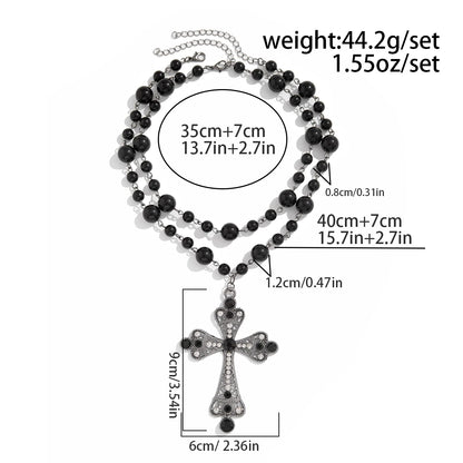 IngeSight.Z Charm Elegant Imitation Pearl Choker Necklace for Men Women New Goth Jesus Cross Pendant Necklace Male Party Jewelry