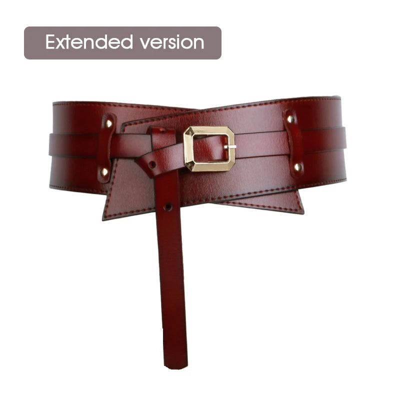 Medieval Leather Waist Belt Women Corset Wide Belts Girdle Belts Wide Cowhide Pin Buckle Waistbands For Dress Coat Decor