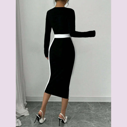 Autumn Winter Sweater Dress for Women 2024 New Arrivals Square Neck High Waist Long Knitted Dress Korean Maxi Dresses