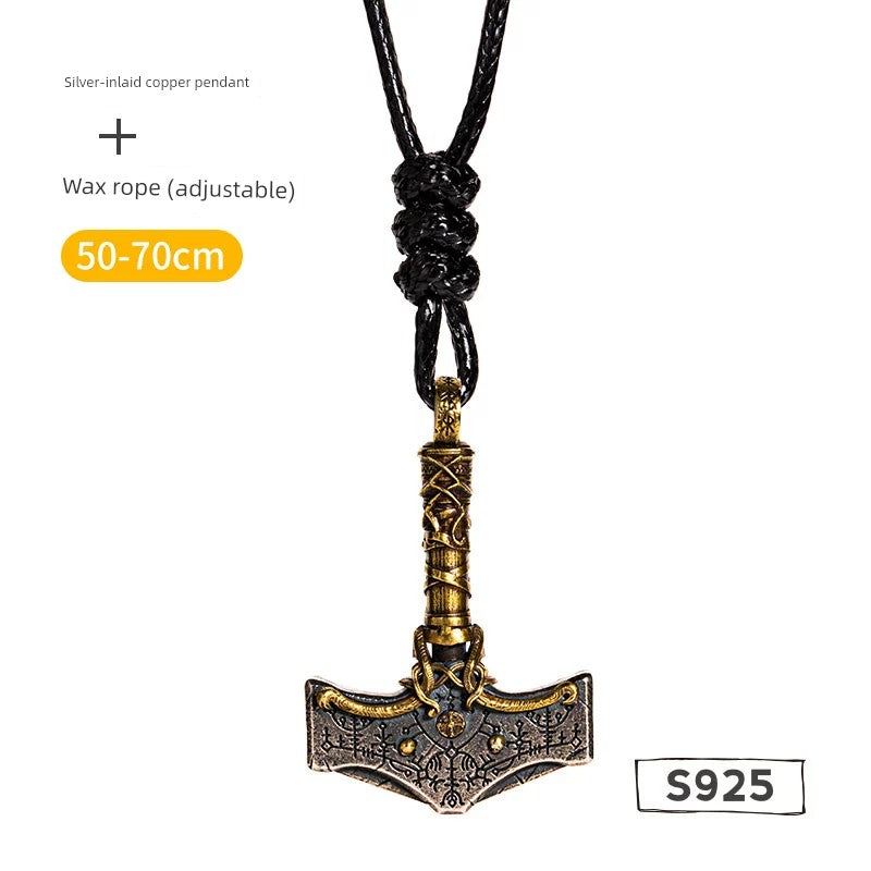 Trendy Men's Scandinavian Carved Quake Silver Single Necklace