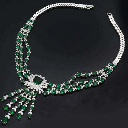 2024 Bridal Zirconia Full Jewelry Sets For Women Party 4pcs Luxury Dubai Nigeria CZ Crystal Wedding Necklace Sets