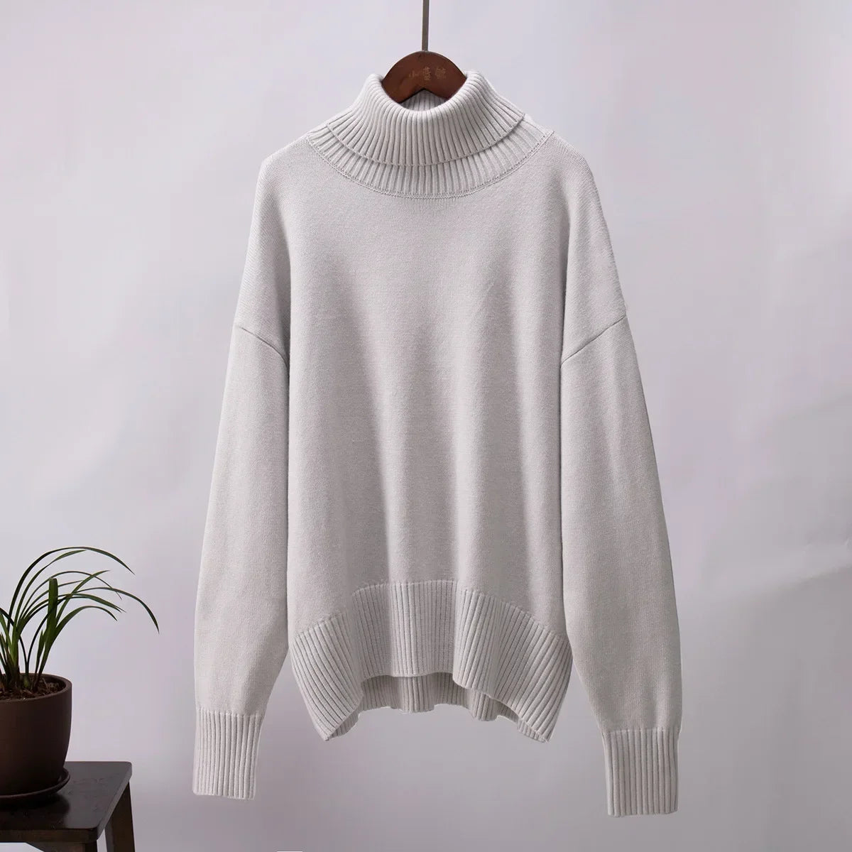 2024 Autumn and Winter New Thick Cashmere Sweater Women High Neck Pullover Sweater Warm Loose Knitted Base Sweater Jacket Tops