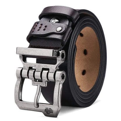 BISON DENIM Luxury Designer Belt for Men Retro Cow Spilt Genuine Leather Pin Buckle Waist Strap For Jeans High Quality Male Belt