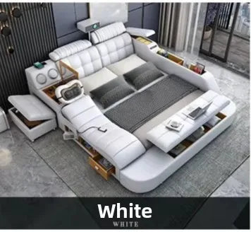 Hotsale Luxury Leather Smart Bed Multifunctional Bed Tatami King Size Platform Upholstered Fabric Soft Bed Storage Music Speaker