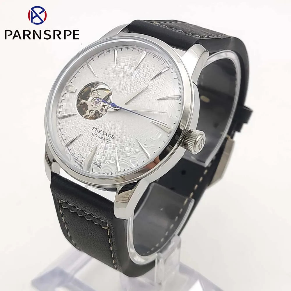 Men's Fashion Mechanical Watch NH38 Skeleton Dial Design Vintage Round Case Transparent Cover Men's Watch