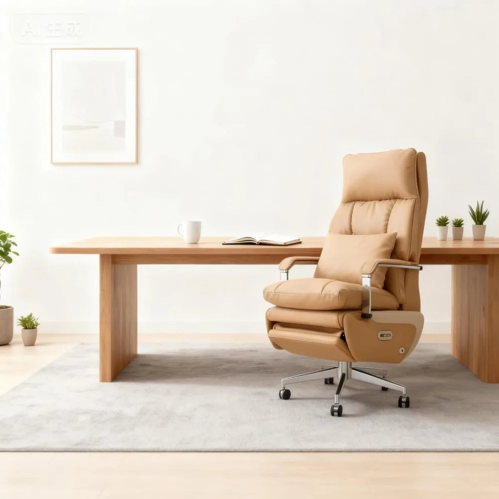 Dual Motor Executive Home Office Chair with Footrest One-Click Electric Recline with Massage  Pillow Support 430LBS Big and Tall