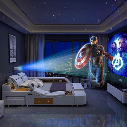 Beauty European Bed Simple Tatami Portable Multifunctional Children Mobile Bed Leather Double Wood Muebles Modern Furniture