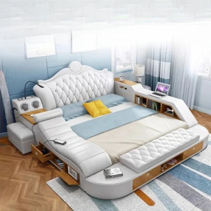 Headboard Storage Double Bed Queen Drawers King Size Smart Bed Luxury Princess Modern Letto Matrimoniale Bedroom...